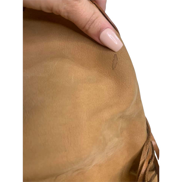 Cole Haan Leather Suede Tan Sierra Purse Fringe - Picture 9 of 10